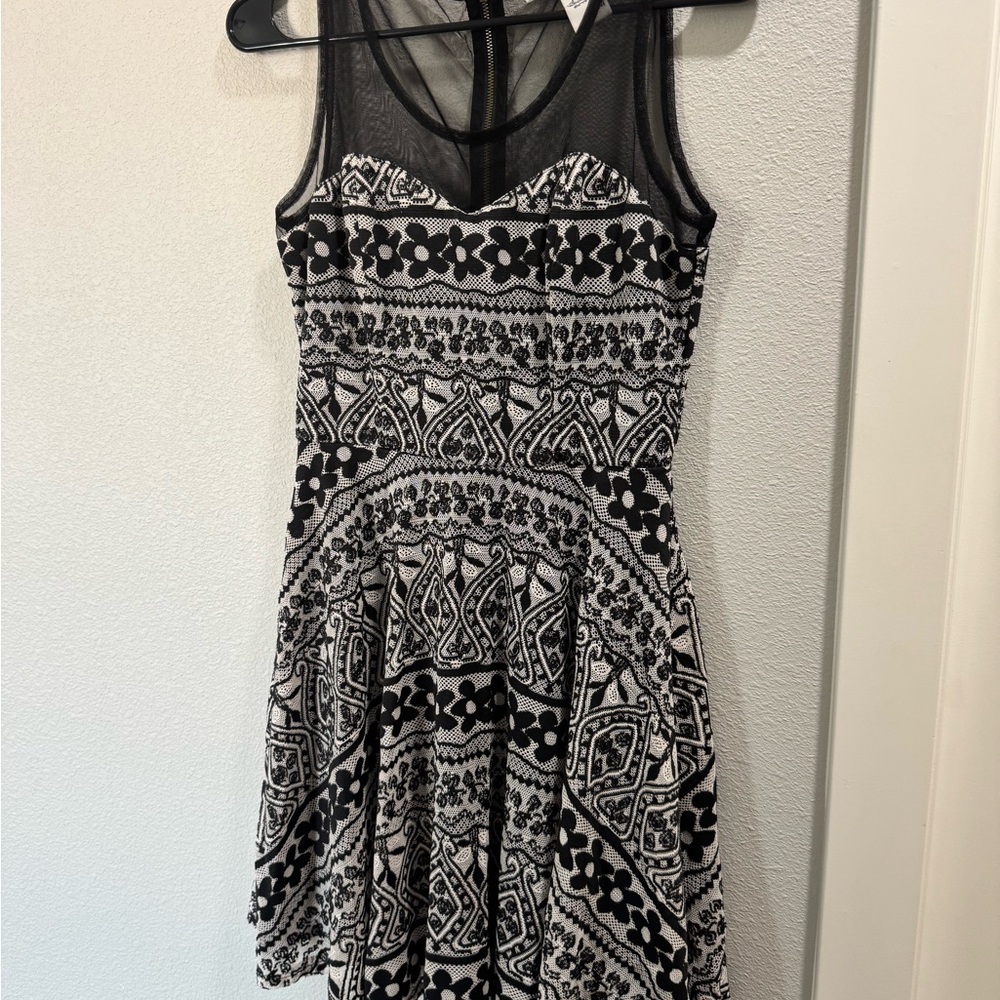 American Rag Black and White Fit and Flare Mini Dress